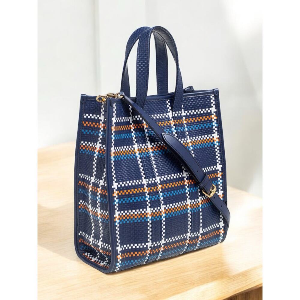 Burberry Multicolor Woven Leather Book Tote Bag - Picture 2 of 16